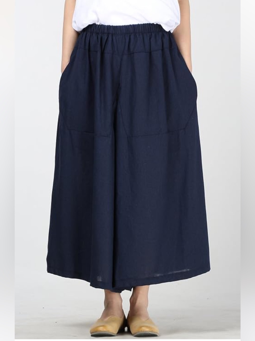 NWOT Mordenmiss Navy Blue Print Pull-On Culottes